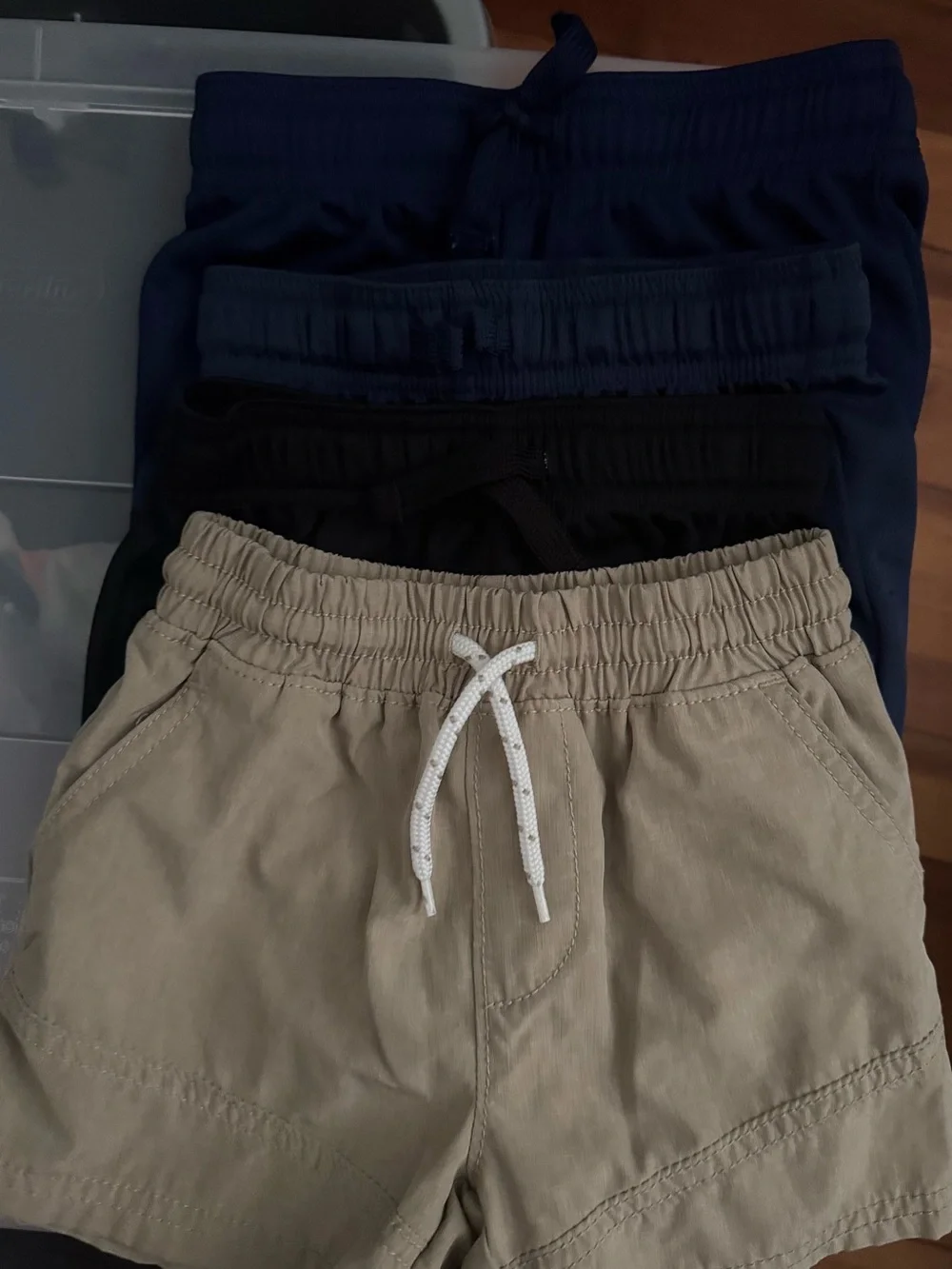4 Pack Pull-On Shorts in Tan, Black & Navy 3T